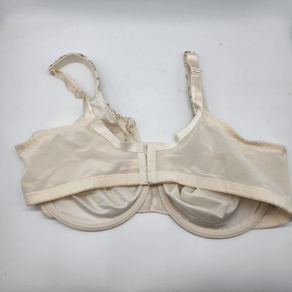 Cacique Ivory Lace Embroidered Balconette Bra Underwire Bow Size 46D - Picture 5 of 7